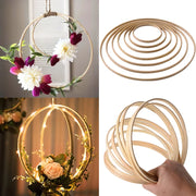 cercle bois décor mural suspension bohème fleurs artificielles macramé led echangement franges