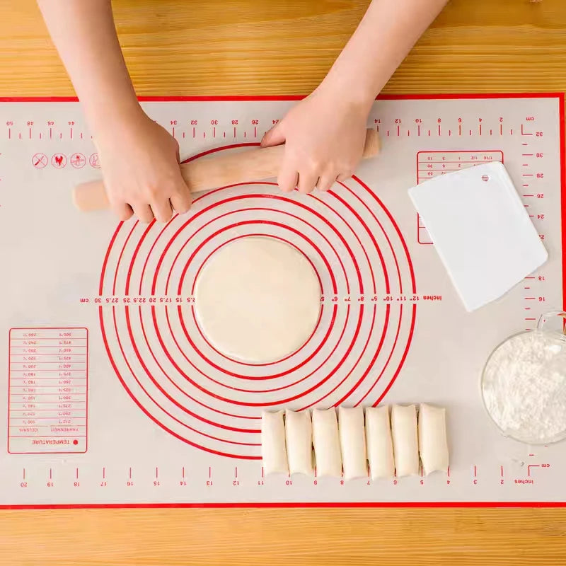 tapis silicone cuisson pâtisserie boules pâte rouleau bois farine évier centimètres