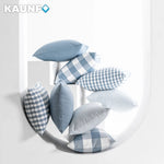 housse coussin polyester bleu clair rayures carreaux moderne décoration maison lit chaise canapé