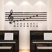 décoration murale stickers notes piano noir bleu moderne musicien chambre salon éducative adhesive