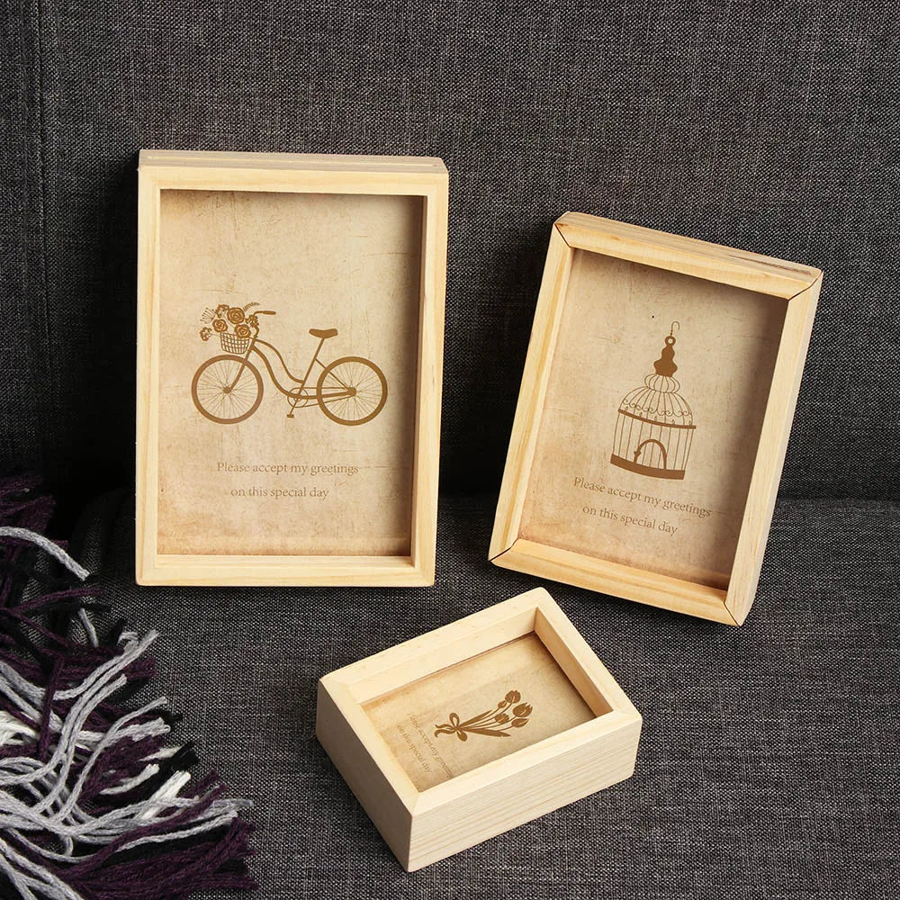 cadre photo bois gravé vélo oiseau fleur chats cœur rustique vintage farmhouse decoration