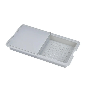 planche découper pliable bac intégré blanc gris cuisine moderne utilitaire 35cm 20cm 4cm