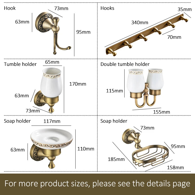 accessoires salle bain bronze ornements floraux porte savon serviette dentifrice gobelet cheveux classic vis