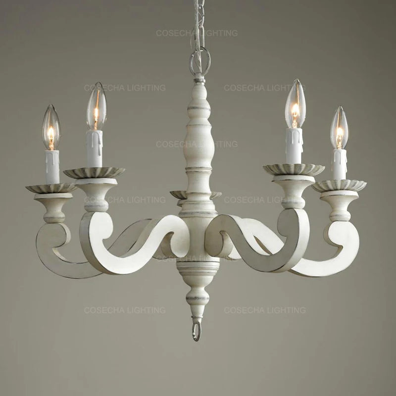 lustre bois blanc ampoules classique élégant suspension chambre enfant cuisine