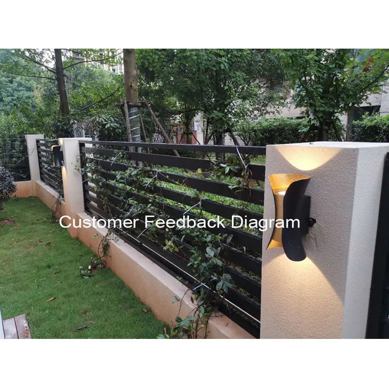 lampe murale moderne noir doré incurvée deux sources lumineuse montée mur haute qualité ip55