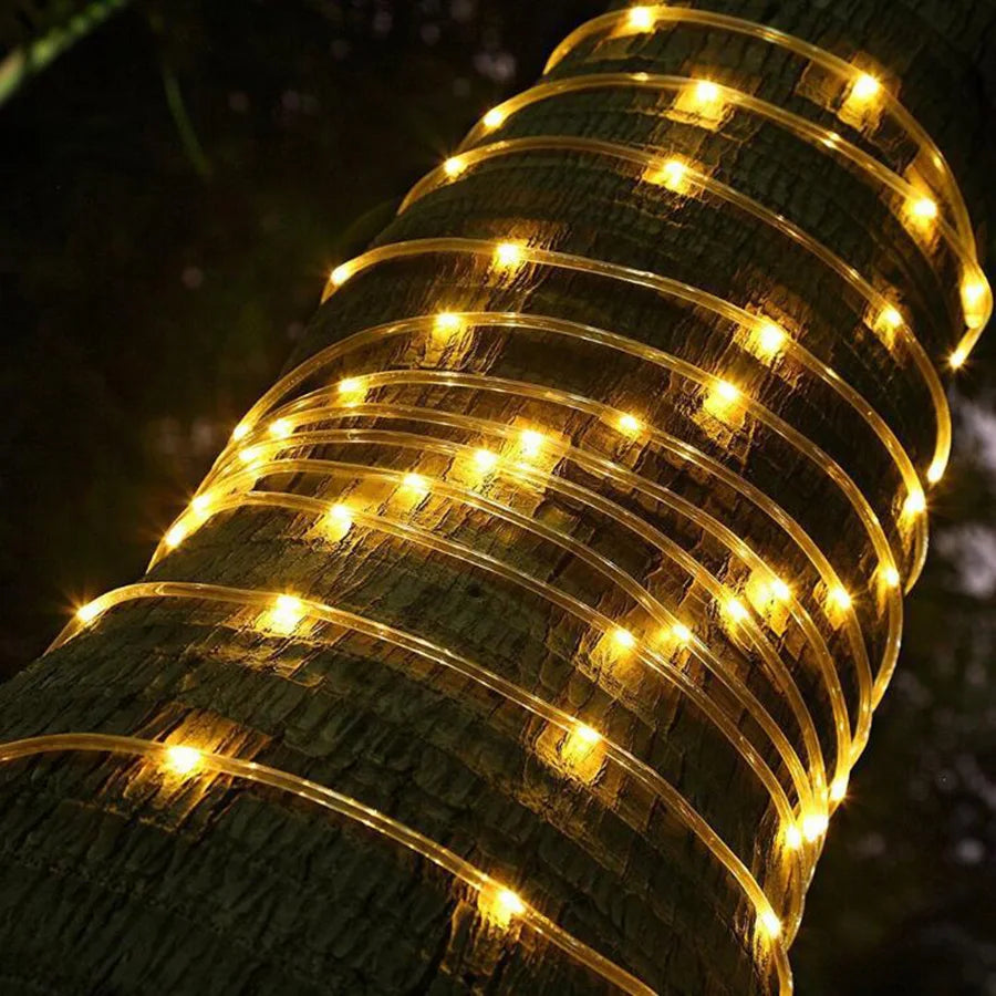 guirlande lumineuse led multicolore festive jardin noel decoration arbreextérieur blanc bleu