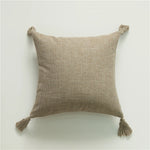 coussin decoratif carre 45x45cm boheme pompons franges farmhouse deco couleur verte jaune rose