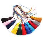 pompons soie polyester 5cm longueur 18cm corde noir rose rouge vert jaune bleu modernes
