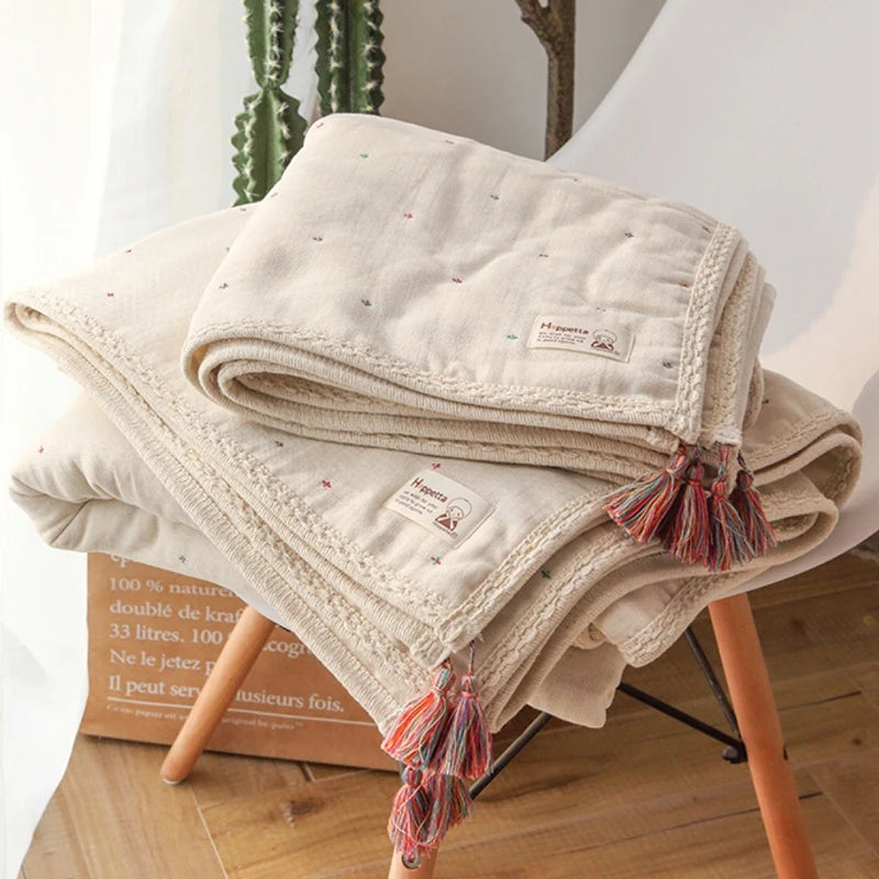couverture coton bébé motif floral portable été usage maison voyage adhésif rustique
