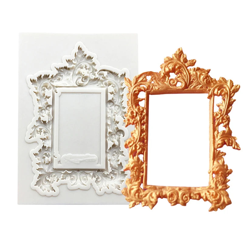 cadres photo silicone doré blanc baroques classiques moules deco fondant cupcakes gâteaux