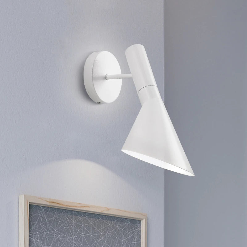 applique murale moderne minimaliste noir blanc fixée mur interrupteur bouton led chambre cuisine étude