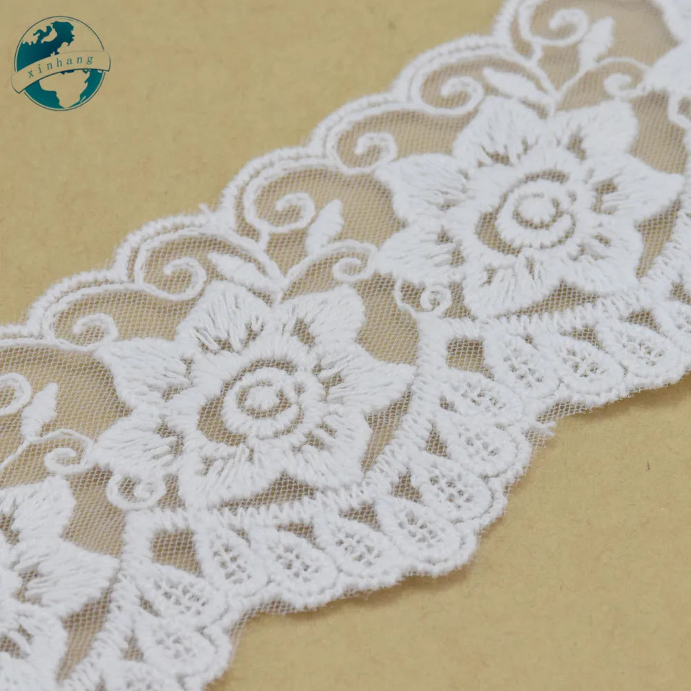dentelle florale blanc brodée transparente 5cm largeur tissu decoratif tricotage accessoire couture