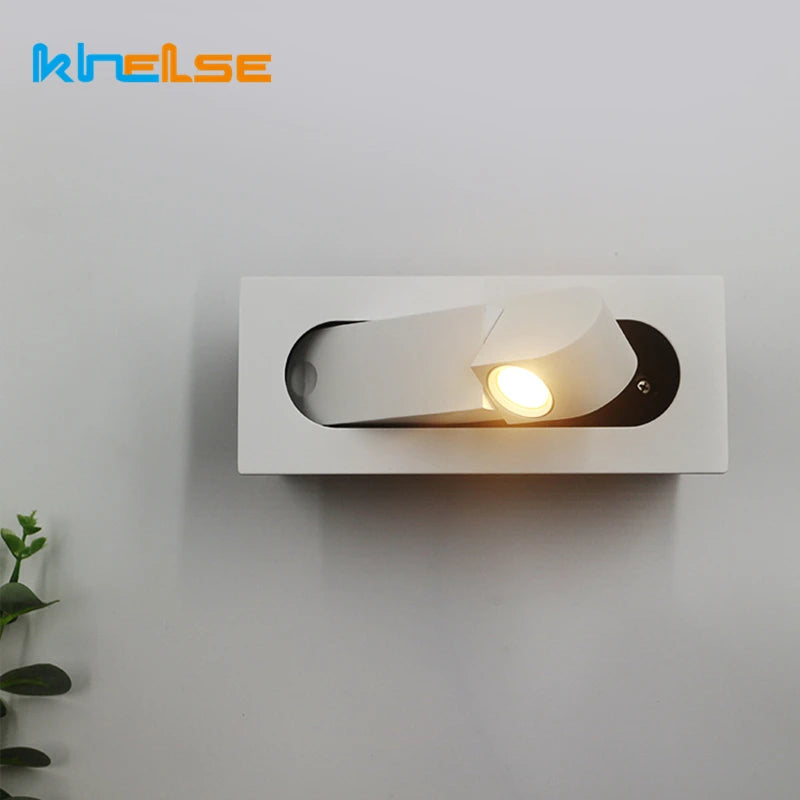Applique murale LED encastrée noire avec angle réglable pour chambre