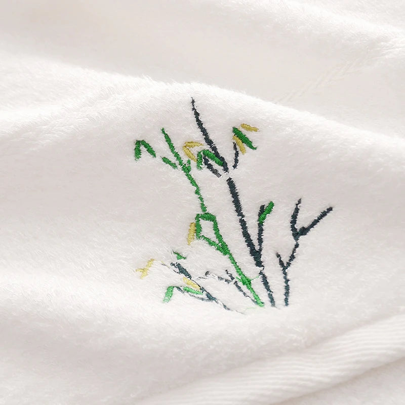 serviettes bain fibre bambou séchage rapide broderie classique rose blanc violet vert