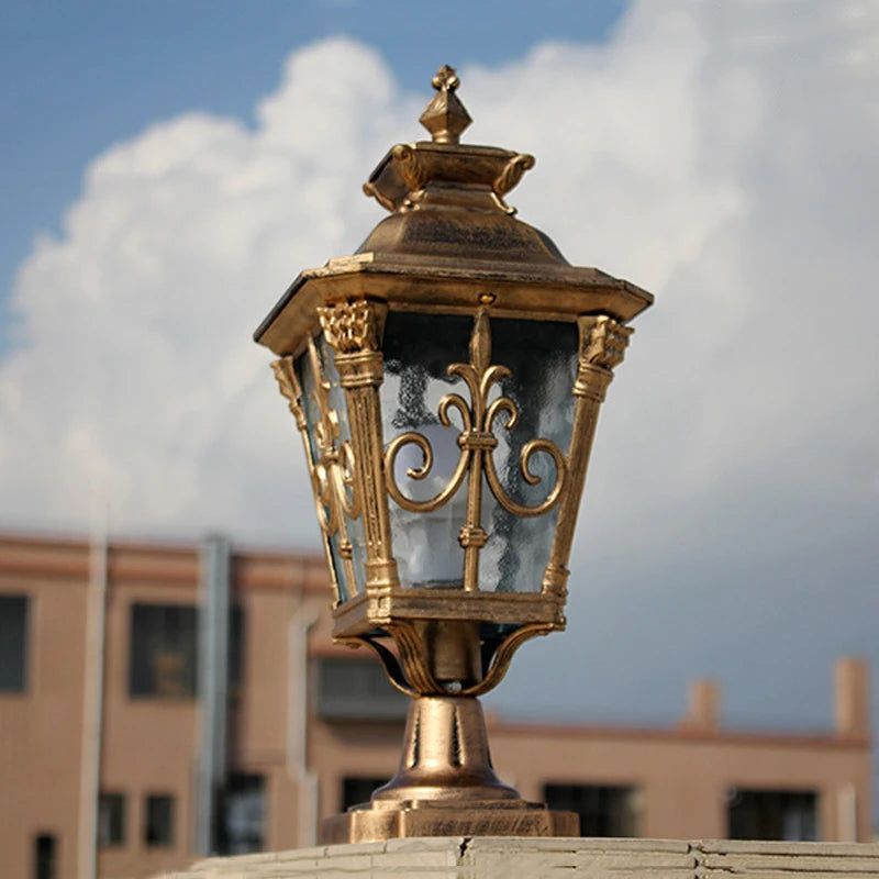 lampe rue or noir verre opalin classique vintage fleur lisextérieur éclairage public ip65 led