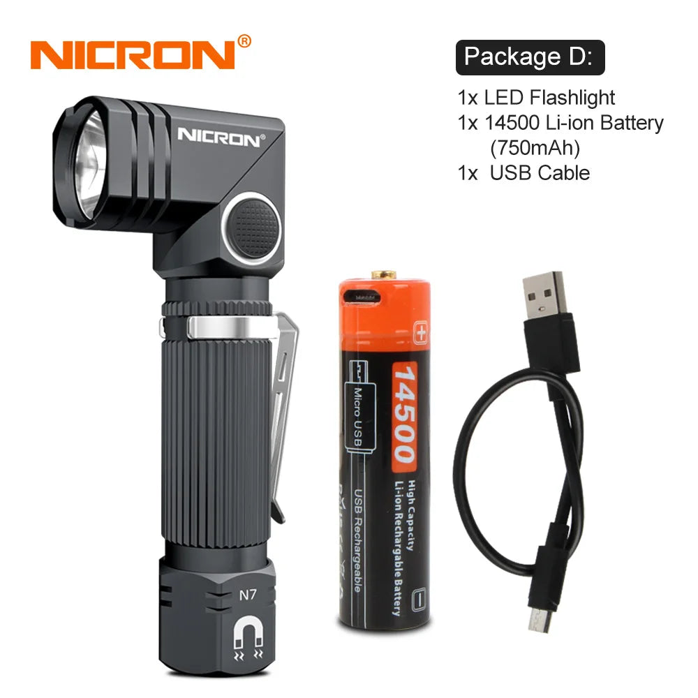 torche lampe poche led rechargeable 600 lumens aimant noir rayures moderne