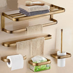 accessoires salle bain ensemble or antique fixations murales moderne barre serviettes porte papier toilette