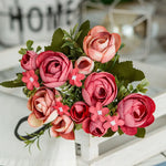 fleur artificielle rose thé soie bouquet rouge blanc décoration mariage maison jardin