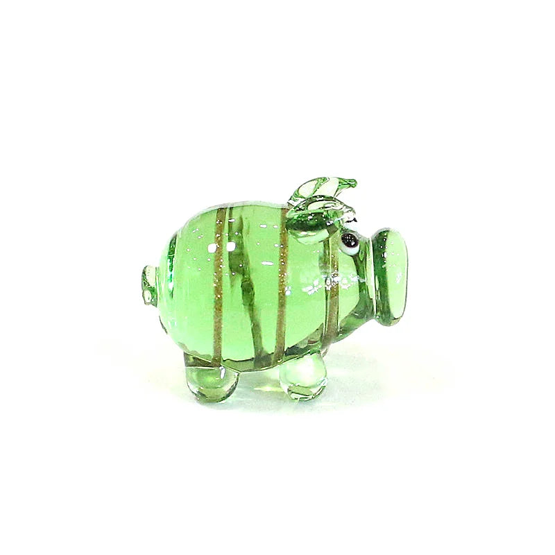 petite tirelire cochon verre artisanal décoratif rose vert bleu maison jardin