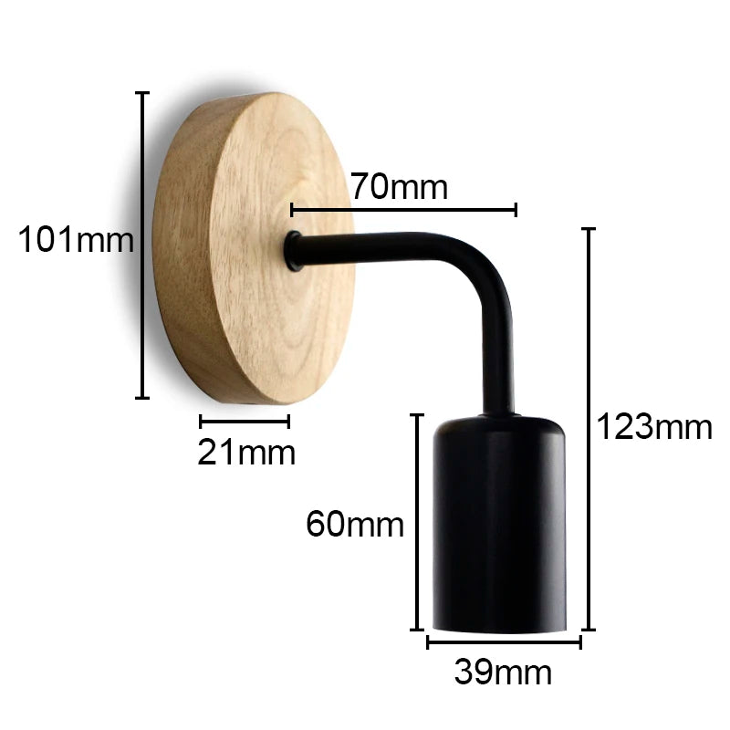 lampe murale industrielle vintage bois clair noir ampoule filament éclairage moderne fixée mur