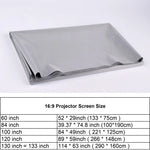 écran projection tissu réfléchissant portable 16x9 pvc gris moderne velcro 60 84 100 120