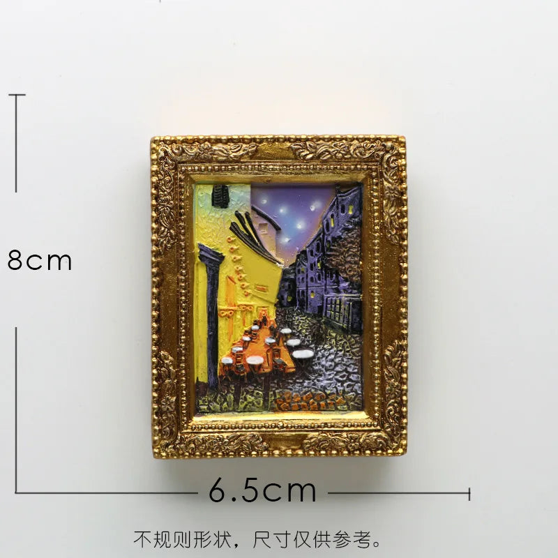 cadre photo or peinture van gogh art miniature aimants réfrigérateur nature morte starry sky