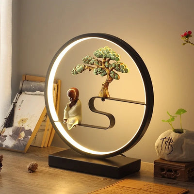 Lampe de chevet rétro chinois traditionnel gris clair