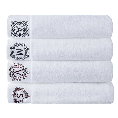 Serviette de bain brodée personnalisée 100% coton noir