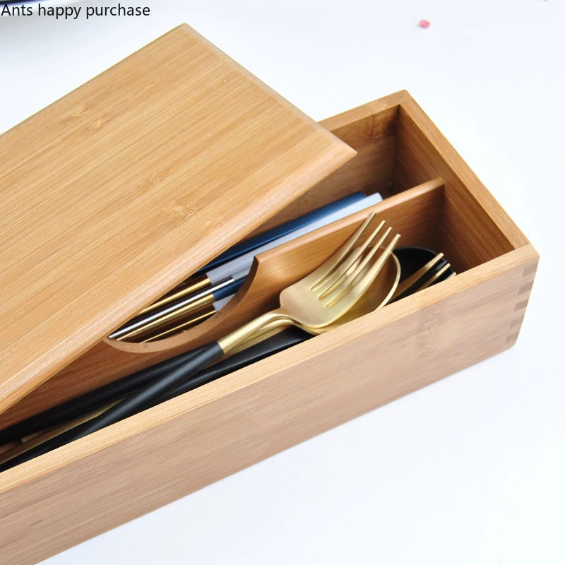 boîte couverts bois rayées moderne fourchettes cuillères baguettes couteaux rangement opaque cuisine
