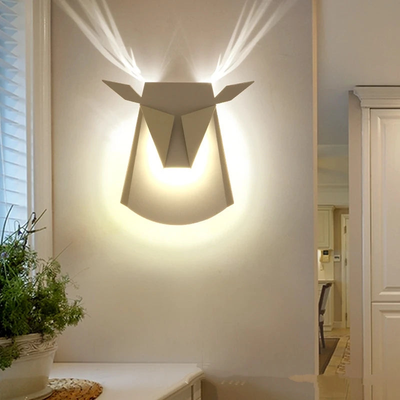 applique murale moderne forme cerf doré luminaire décoration chambre couloir salle manger led blanc