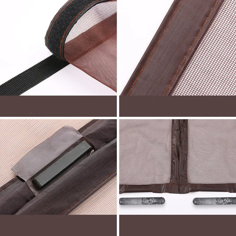 rideau moustiquaire porte magnétique noir beige rayures horizontales moderne adhésif clips bande