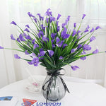 bouquet artificiel fleurs simples feuilles vertes blanc vert jaune violet rose intérieur décoration maison