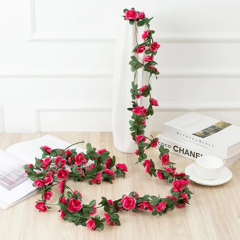 guirlande fleurs artificielles roses décoratives mariage anniversaire intérieur rouge rose blanc violet