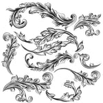 timbres vintage baroques motifs floraux ornements feuilles fleurs marron clair décoration artisanale scrapbooking