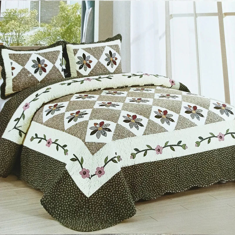 Dessus de lit plaid gris clair en coton