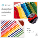 tissu brodé paysage montagneux soleil levant aiguille fil coloré instructions modernes enfants decoration