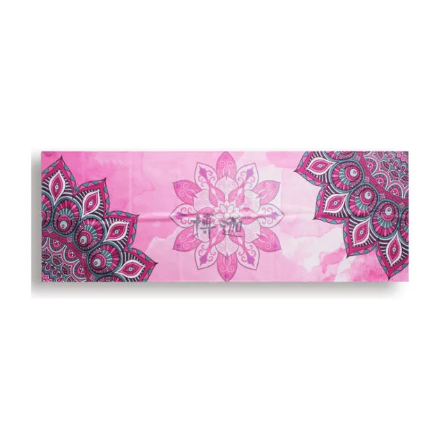 serviette yoga bleu mandala anti dérapante 183cm 63cm ethnique moderne multifonctionnelle fitness