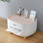 boîte mouchoirs multifonctionnelle blanc moderne rangement compartiments réutilisables respectueux environnement minimaliste pieds simples