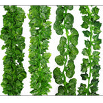 guirlande artificielle feuilles vertes naturelle decoration exterieure mariage prenuptiale exposition accrochable rotin