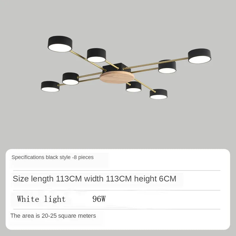 plafonnier moderne gris doré bois éclairage led nordique minimaliste chambre salon