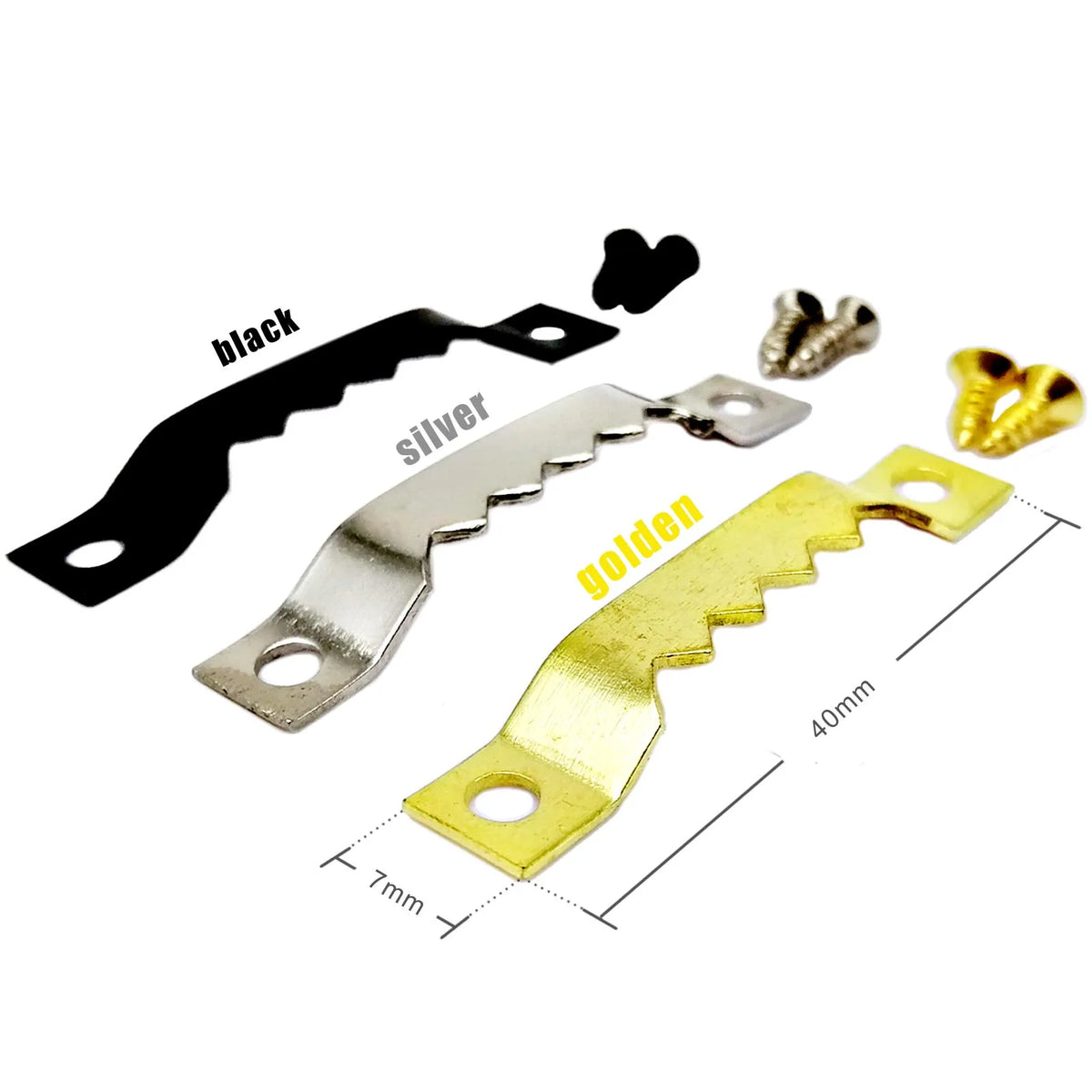 clips métalliques noir argent doré modernes vis finition brillante tableaux