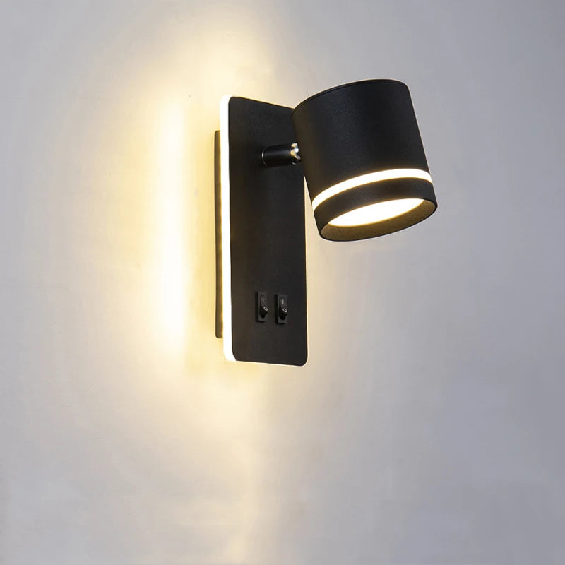 lampe murale moderne noir blanc mat fixée interrupteur ampoules led cuisine chambre coucher entree