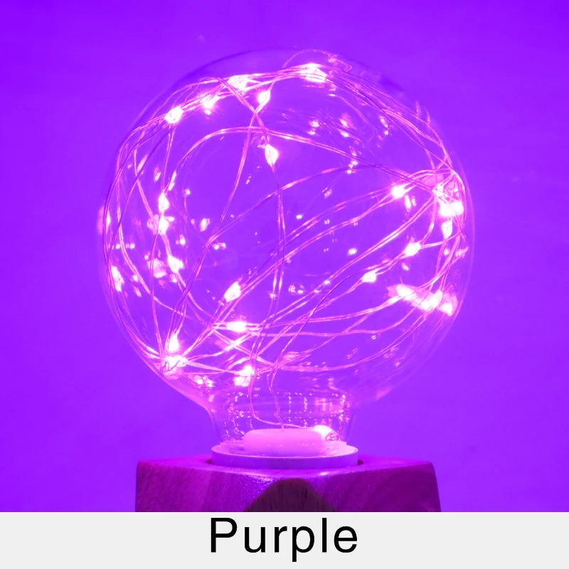 ampoule led décorative multicolore fil cuivre entrelacé opacité verre e27