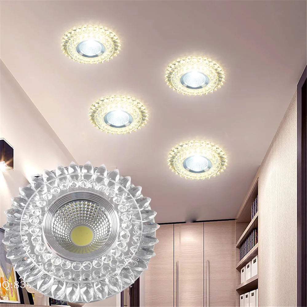 lampe encastrée cristal verre transparent moderne décoration éclairage led cuisine salon restaurant