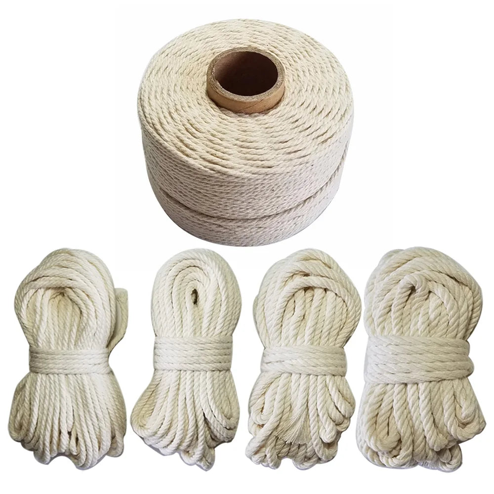 corde coton tissée rustique 100 naturelle 2mm 80m rouleau écologique haute ténacité blanc