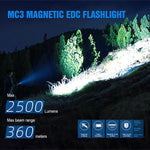 lampe torchon rechargeable ip68 2500 lumens led anti dérapante mode high medium low stroboscope