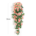 décoration murale guirlande florale roses artificielles feuilles vertes suspension intérieure mariage