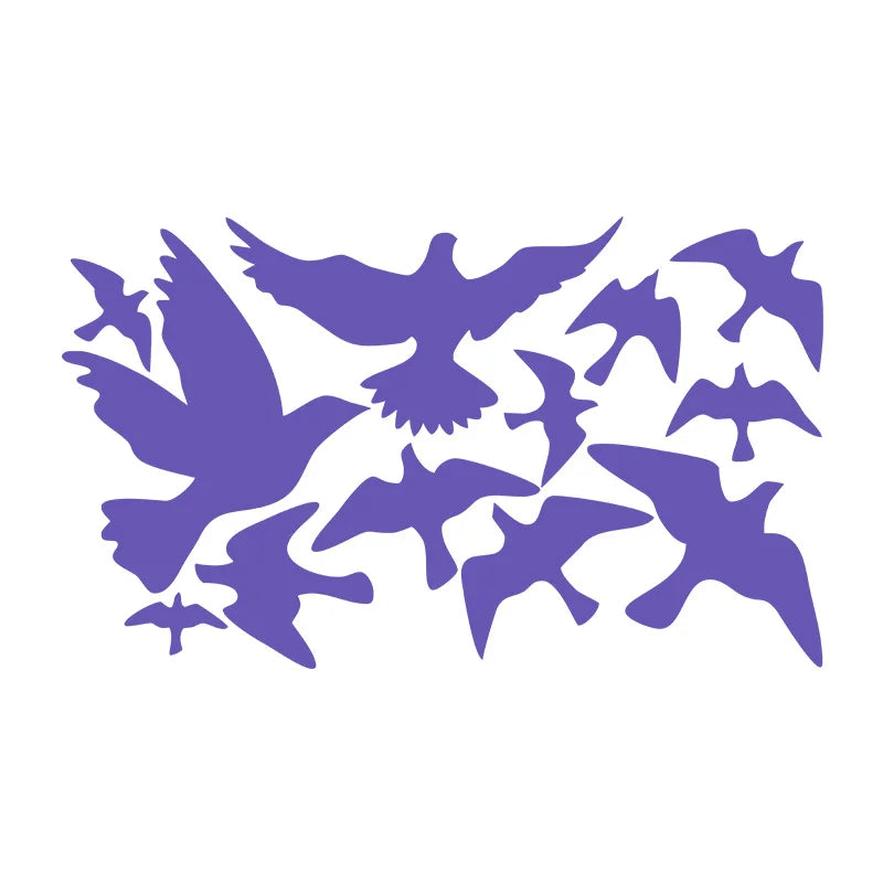 sticker mural moderne oiseaux volants blanc jaune noir 30x50cm adhésif