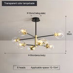 suspension lumineuse moderne boules sphériques translucides noir doré led echangement facile