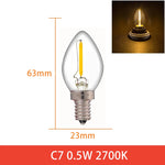 ampoules led filament vintage transparentes dorées opalescentes e14 60 lumens 25000hrs